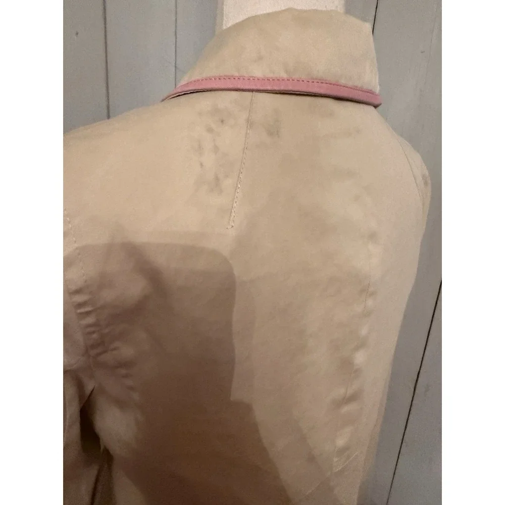 Coach Leatherware Rain Trench Coat Women's Size 4 Tan‎ & Pink Trim Cotton Lined